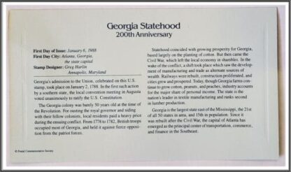United States Georgia Statehood Back