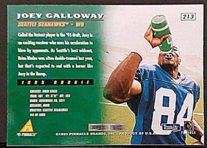 Joey Galloway Pinnacle 1995 Card #213 Back