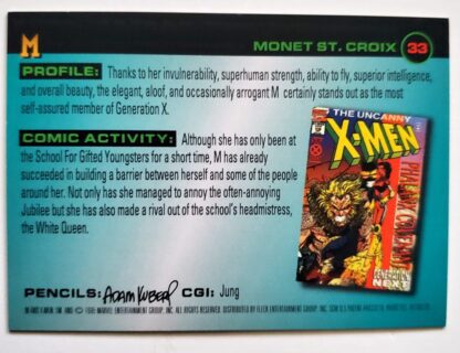 Monet St. Croix Fleer 1996 Generation X Comic Cards Trading Card #33 Back