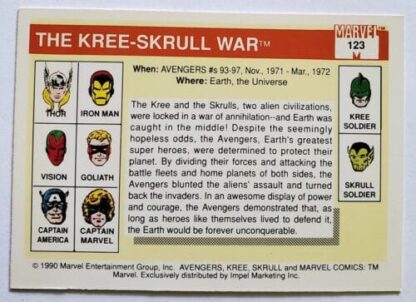 Marvel 1990 Famous Battle Card #123 Back