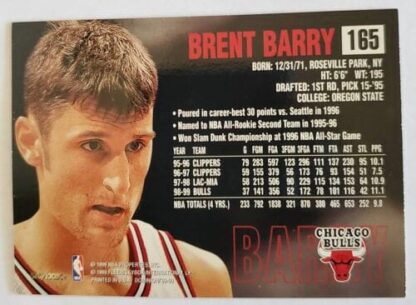Brent Barry Skybox Dominion 1999 Back