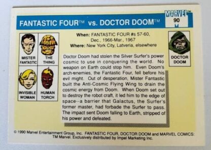 Fantastic Four -vs-Doctor Doom Marvel Comics Cards 1990 Back