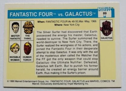 Fantastic Four -vs-Galactus Marvel Comics Cards 1990 Back