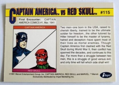 Captain America vs Red Skull Marvel 1991 "Arch-Enemies" Back