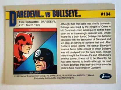 Daredevil vs Bullseye Marvel 1991 "Arch-Enemies" Back