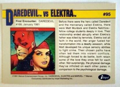 Daredevil vs Elektra Marvel 1991 "Arch-Enemies" Back