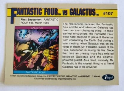 Fantastic Four vs Galactus Marvel 1991 "Arch-Enemies" card #107 Back