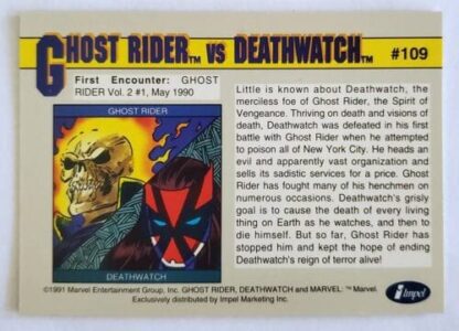 Ghost Rider vs Deathwatch Marvel 1991 "Arch-Enemies" card #109 Back