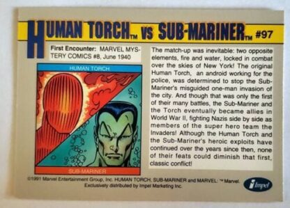 Human Torch vs Sub-Mariner Marvel 1991 "Arch-Enemies" Back