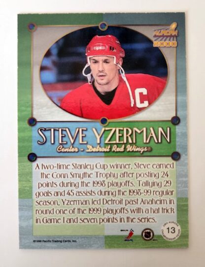 Steve Yzerman 1999 Pacific Aurora 2000 "Championship Fever" NHL Card #13 back