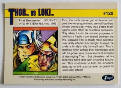 Thor vs Loki Marvel 1991 "Arch-Enemies" Back