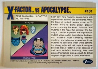 X-Factor vs Apocalypse Marvel 1991 "Arch-Enemies" Card #101 Back