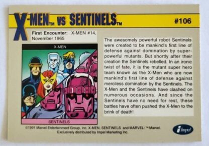 X-Men vs Sentinels Marvel 1991 "Arch-Enemies" Card #106 Back