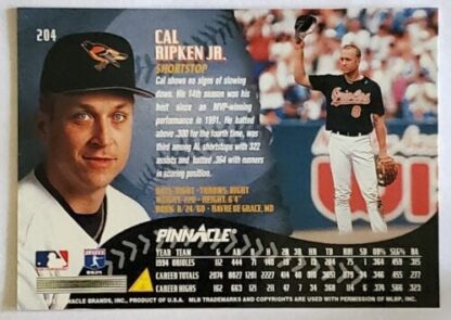 Cal Ripken Pinnacle 1995 MLB Trading Card #204 Back
