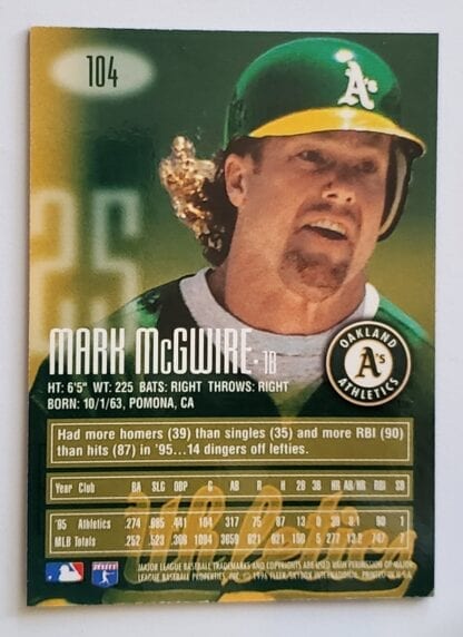 Mark McGwire E-XL Potent 1996 MLB Trading Card 104 Back