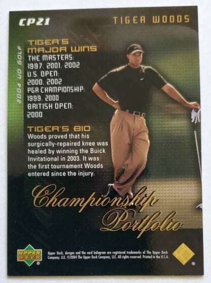 Tiger Woods card #CP21Upper Deck 2004 Back