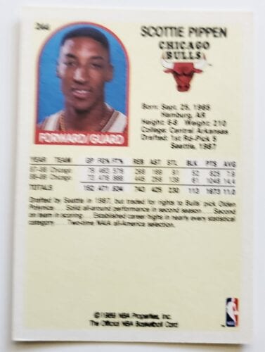Scottie Pippen Hoops 1989 NBA Card #5 Chicago Bulls back