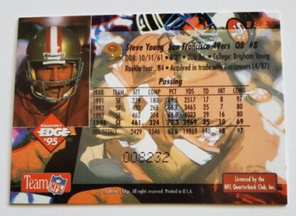 Steve Young Collector's Edge "Black Label" 1995 Card #181 San Francisco 49ers back