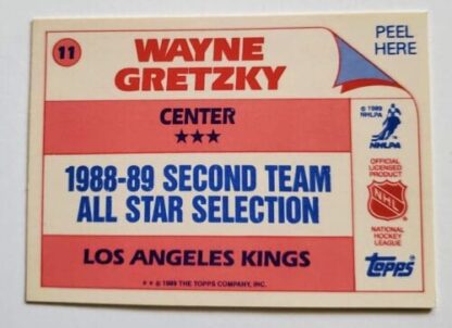 Wayne Gretzky Topps 1989 NHL Hockey Sticker #11 Los Angeles Kings Back