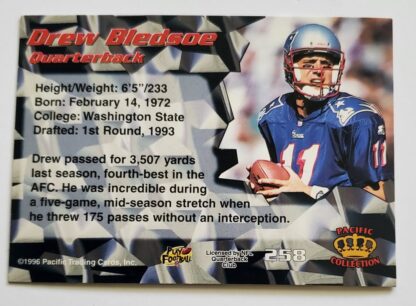 Drew Bledsoe Pacific Collection 1996 Card #258 back