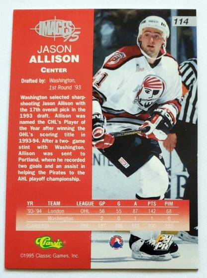 Jason Allison Classic Image 1995 Card #114 Back