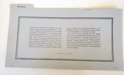 National Banknote of Australia Information Card