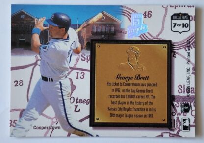 George Brett Leaf 1993 "Heading For The Hall" MLB Card #7 of 10 Back
