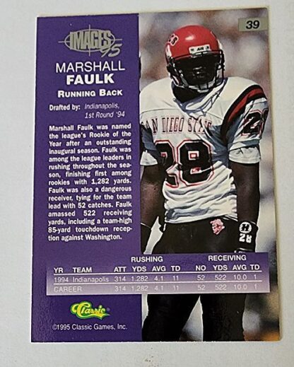 Marshall Faulk Classic Images 1995 NFL Trading Card #39 Indianapolis Colts