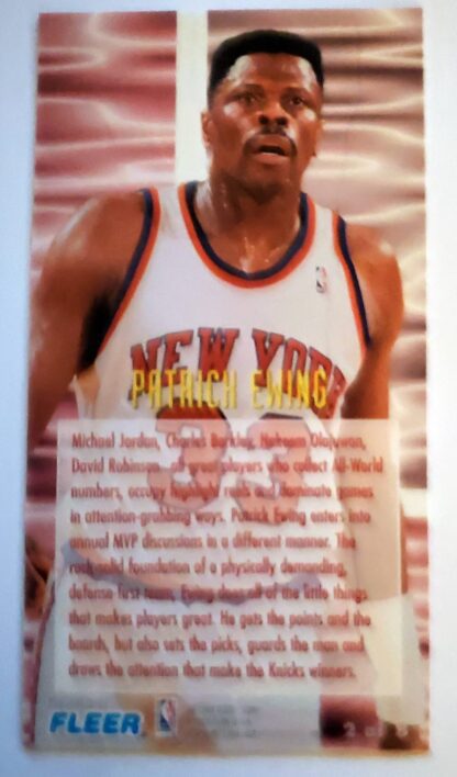 Patrick Ewing Fleer 1994 "Gamebreaker" 4.75" x 2.5" Card# 2 of 8 Back