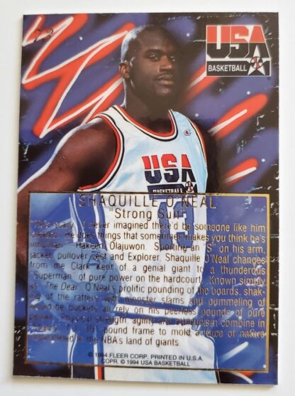 Shaquille O'Neal Flair 1994 NBA USA Basketball Team Trading Card #73 Back