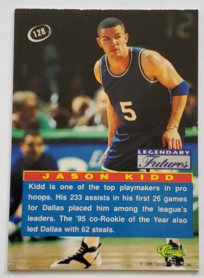Jason Kidd Classic Vision 1996 Legendary Futures NBA Trading Card 128 Back