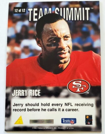 Jerry Rice Score 1995 "Team Summit" Trading Card #12 of 12 Back