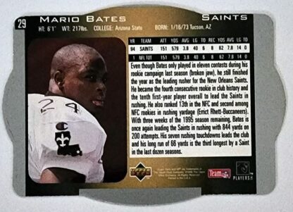 Mario Bates Upper Deck SPX 1996 NFL Trading Card #29 Back