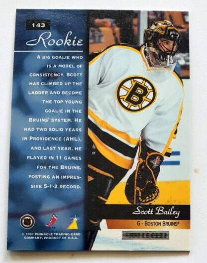 Scott Bailey Pinnacle Zenith 1997 NHL Trading Card #143 Back