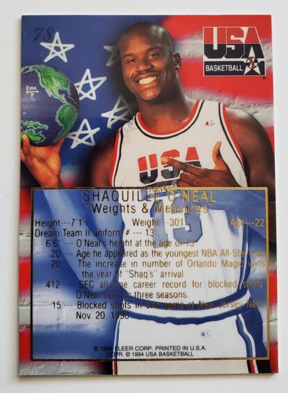 Shaquille O'Neal Card #78 Flair 1994 NBA Back