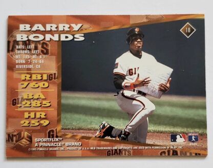 Barry Bonds Sportflix 1995 UC3 Sports Trading Card #18 Back