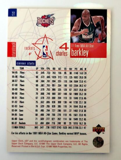 Charles Barkley Upper Deck1997 NBA Card #27 Back