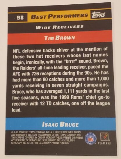 Tim Brown / Isaac Bruce Bowman's Best 2000 "Best Performers" back
