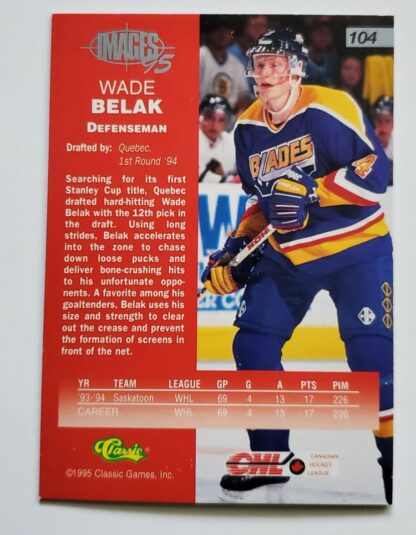 Wade Belak Classic Images 1995 NHL Card # 104 Back