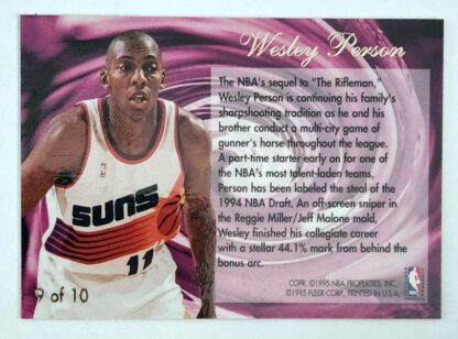 Wesley Person Flair "Wave Of The Future" 1994-95 NBA Basketball Card # 9 of 10 Back