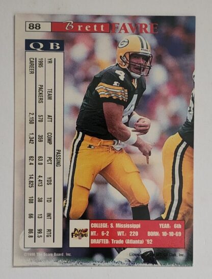 Brett Favre Pro II Line Intense 1996 NFL Trading Card #88 Back