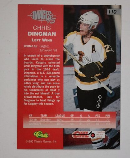 Chris Dingman Classic Images 1995 NHL Card # 110 Back