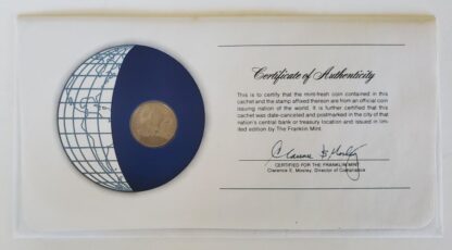 Ethiopia Coin Of All Nations Fresh Mint Coin Franklin Mint with C.O.A Back