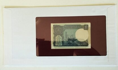 Banknote of India 1 Rupee No J2C 92JJ84 Franklin Mint Back
