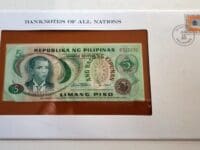 Banknote of Philippines 5 Piso No F015235 Franklin Mint