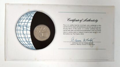 Cook Islands Mint Coin Stamped Envelope Franklin Mint with C.O.A Back