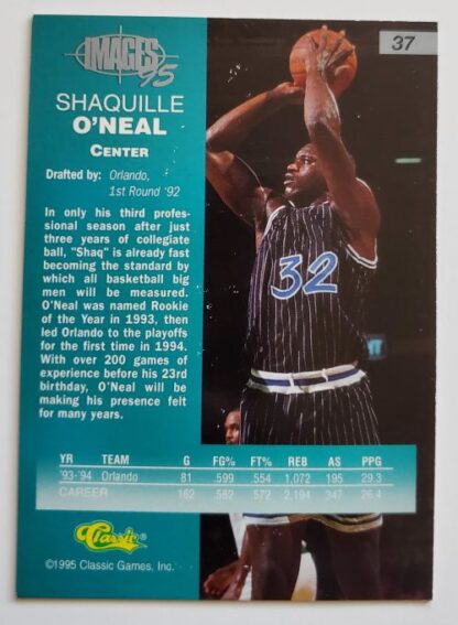 Shaquille O'Neal Classic Image 1995 NBA NBA Trading Card #37 Back