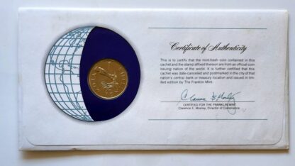 Tanzania Coin Of All Nations Stamped Envelope Franklin Mint C.O.A Back