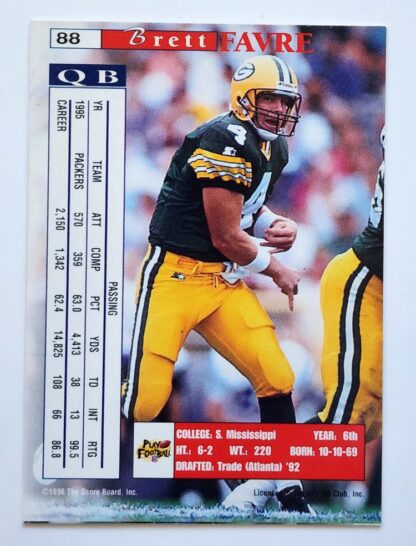 Brett Favre Double Intensity Pro II Line Intense 1996 NFL Trading Card #88 Green Bay Packers Back
