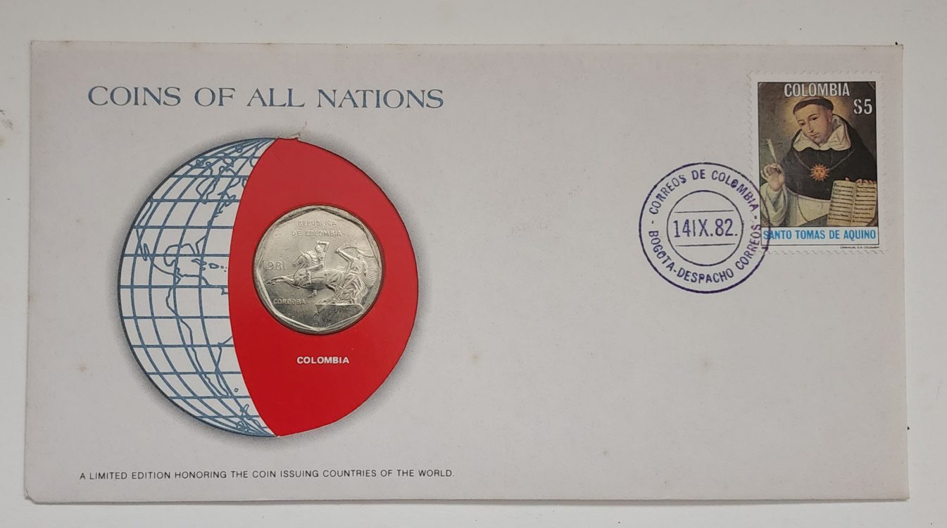 Columbia Coin Of All Nations Stamped Envelope Franklin Mint C.O.A